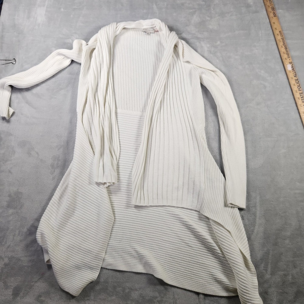 The Limited Women's Duster Cardigan Sz S Open Front Ivory Ribbed Rayon Blend